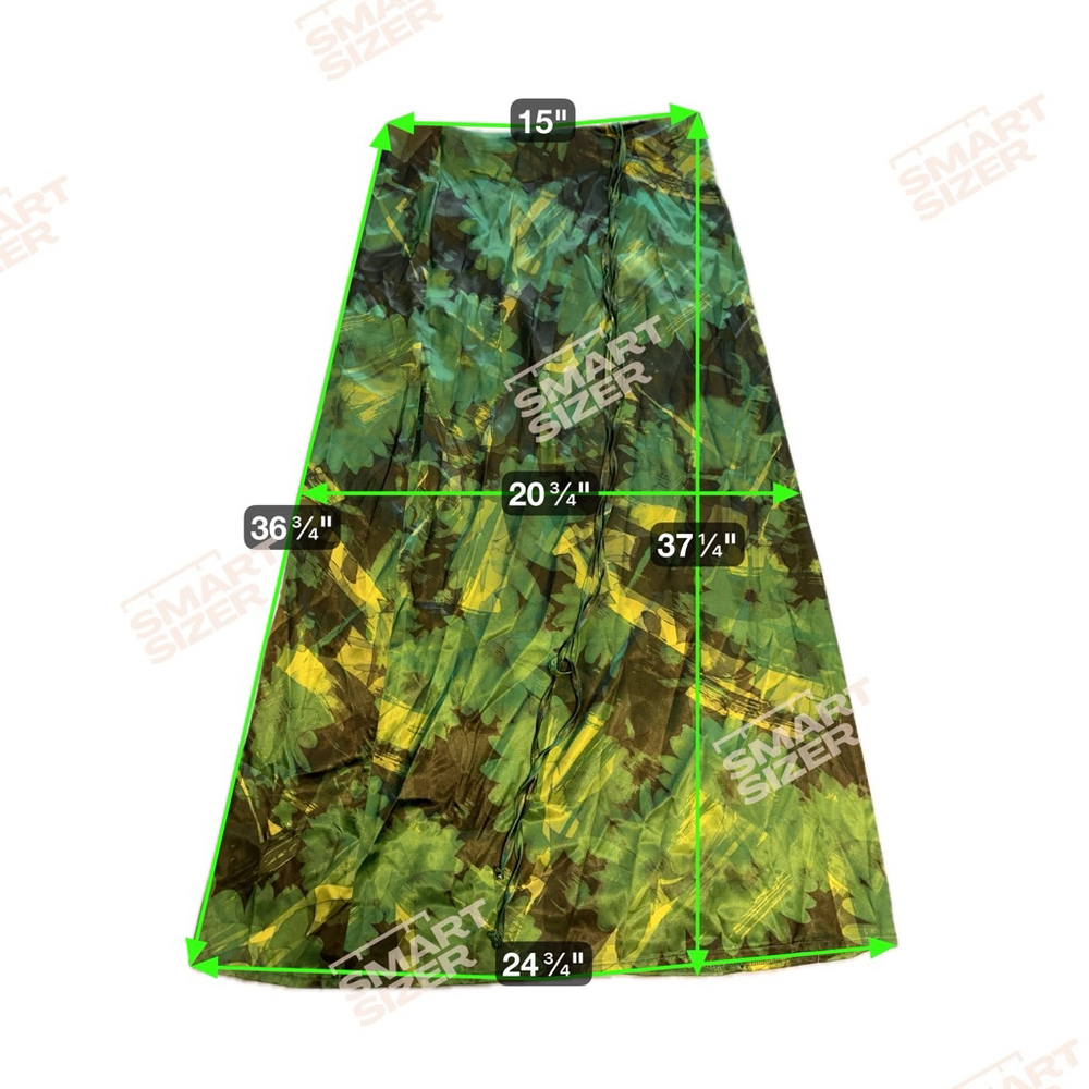 Women's Reclaimed Vintage Green Yellow Leaf Print Maxi Skirt Size 10 - Picture 2 of 4